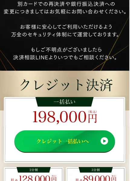 「クレジット決済お申し込み時の注意点」としてカード会社に「海外決済の正規取引である」と伝えるよう案内するARMADAの申込ページ
