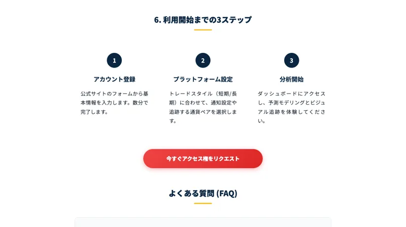 「アカウント登録」「設定」「分析開始」の3ステップで簡単に始められると説明するコクチェーン AIの案内画面