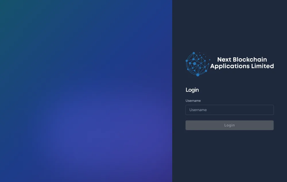 NBAの顧客管理ページのログイン画面。Usernameの入力欄とLoginボタンだけが表示されている