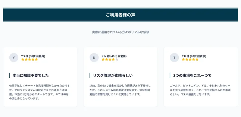「メンバーの多くが副収入を得た」とうたう資産形成プロジェクトゼロワンの紹介画面